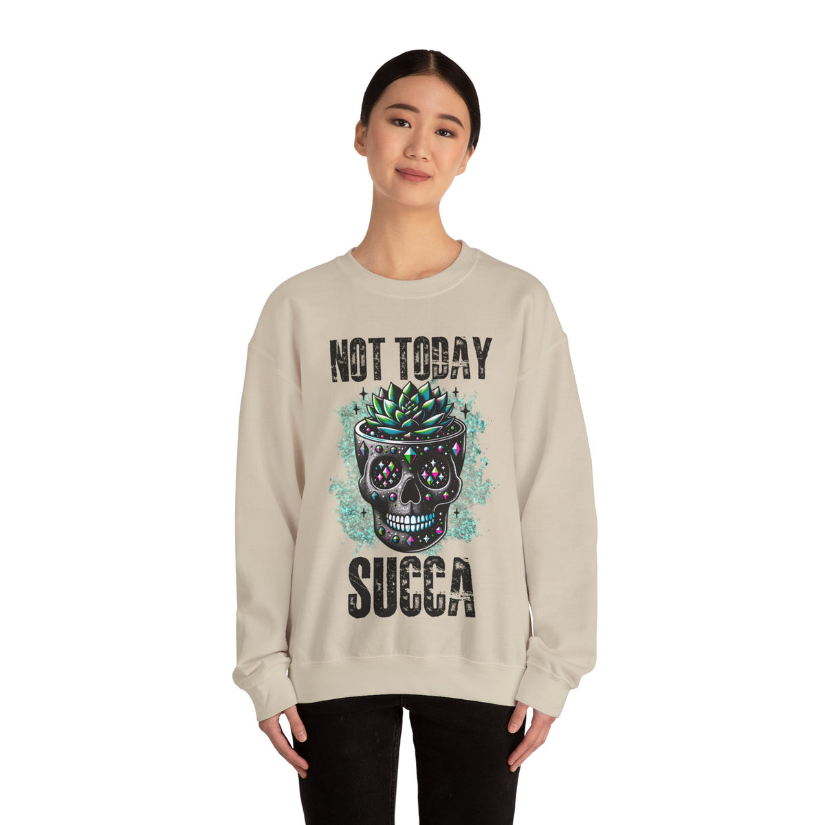 Not Today Succulent Skull Graphic Sweatshirt