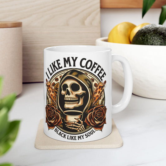 Black Coffee & Empty Soul Funny Skeleton Mug