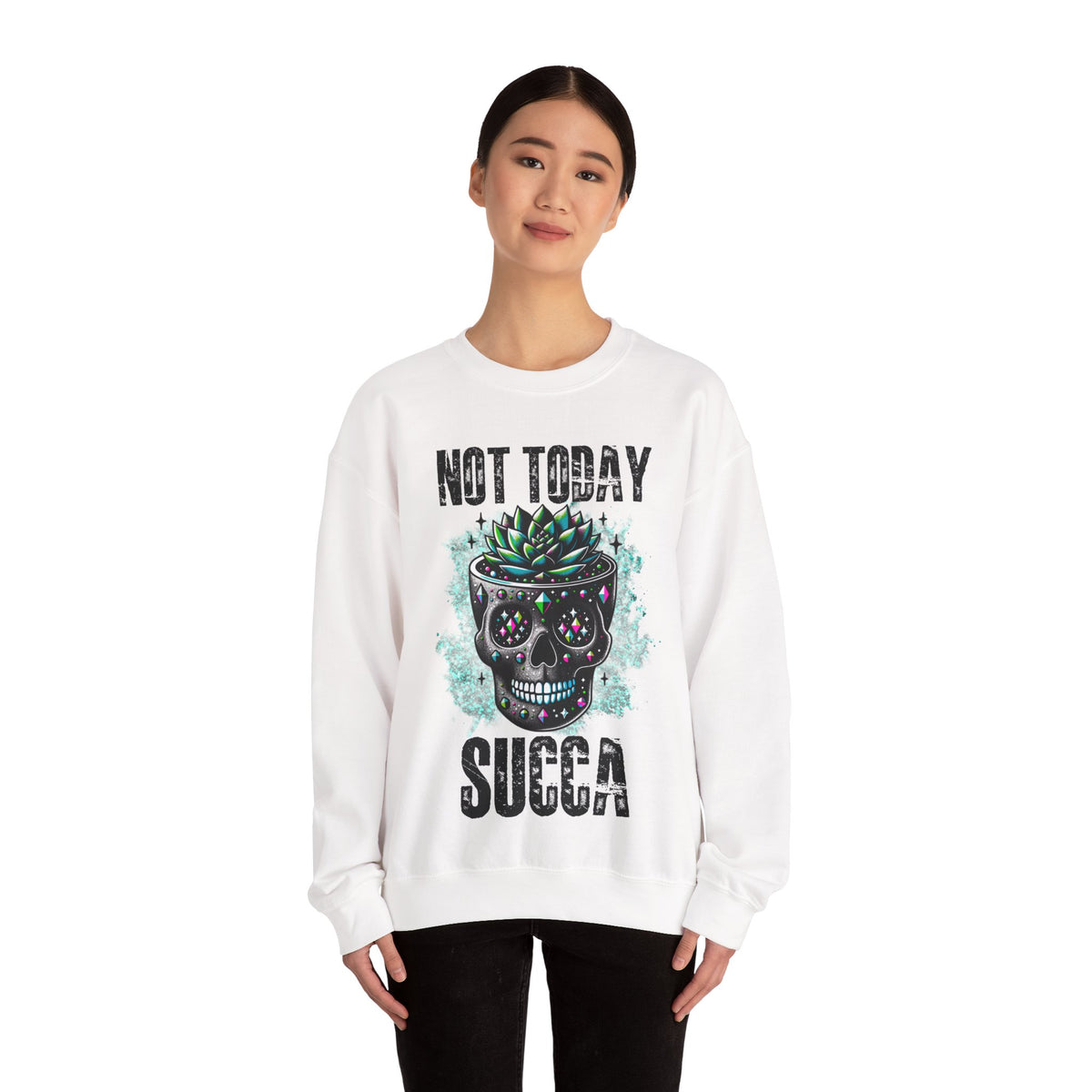 Not Today Succulent Skull Graphic Sweatshirt