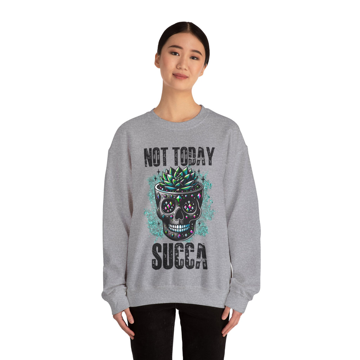 Not Today Succulent Skull Graphic Sweatshirt