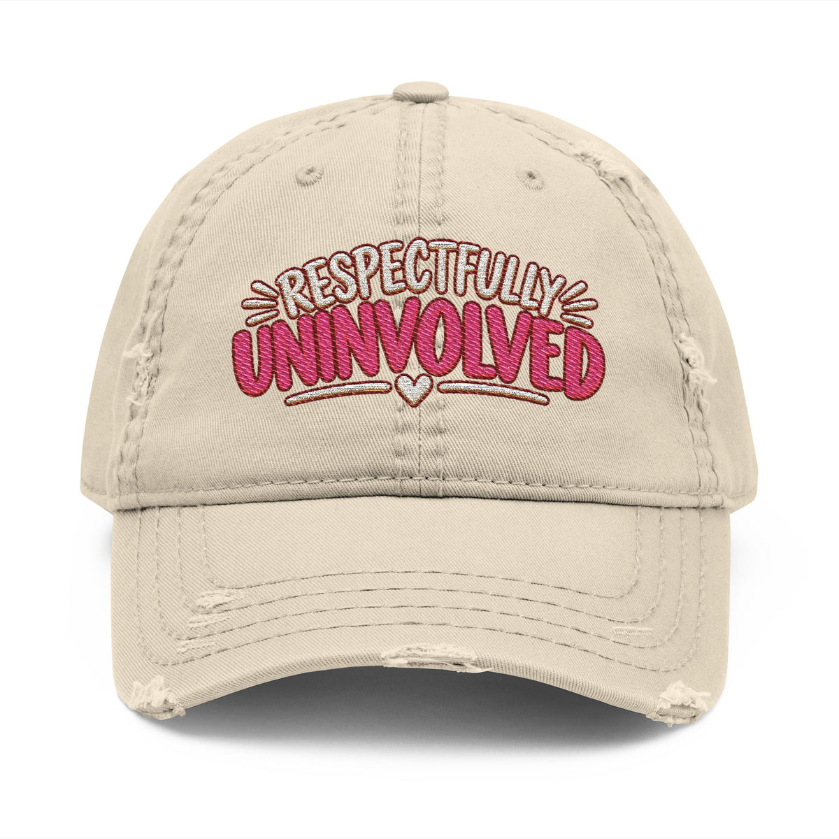 Respectfully Uninvolved Embroidered Distressed  Hat | Funny Womens Cap