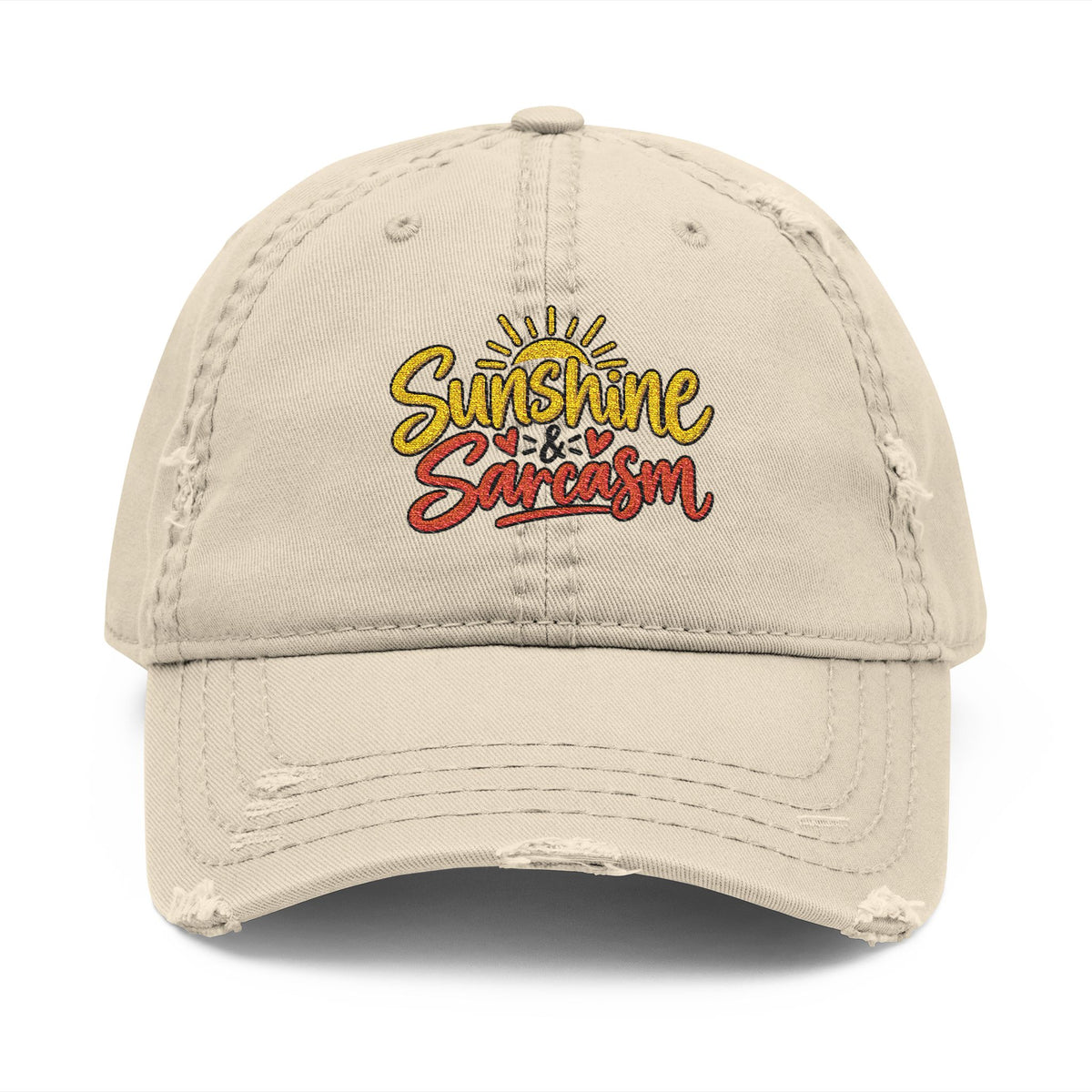 Sunshine & Sarcasm Embroidered Distressed  Hat
