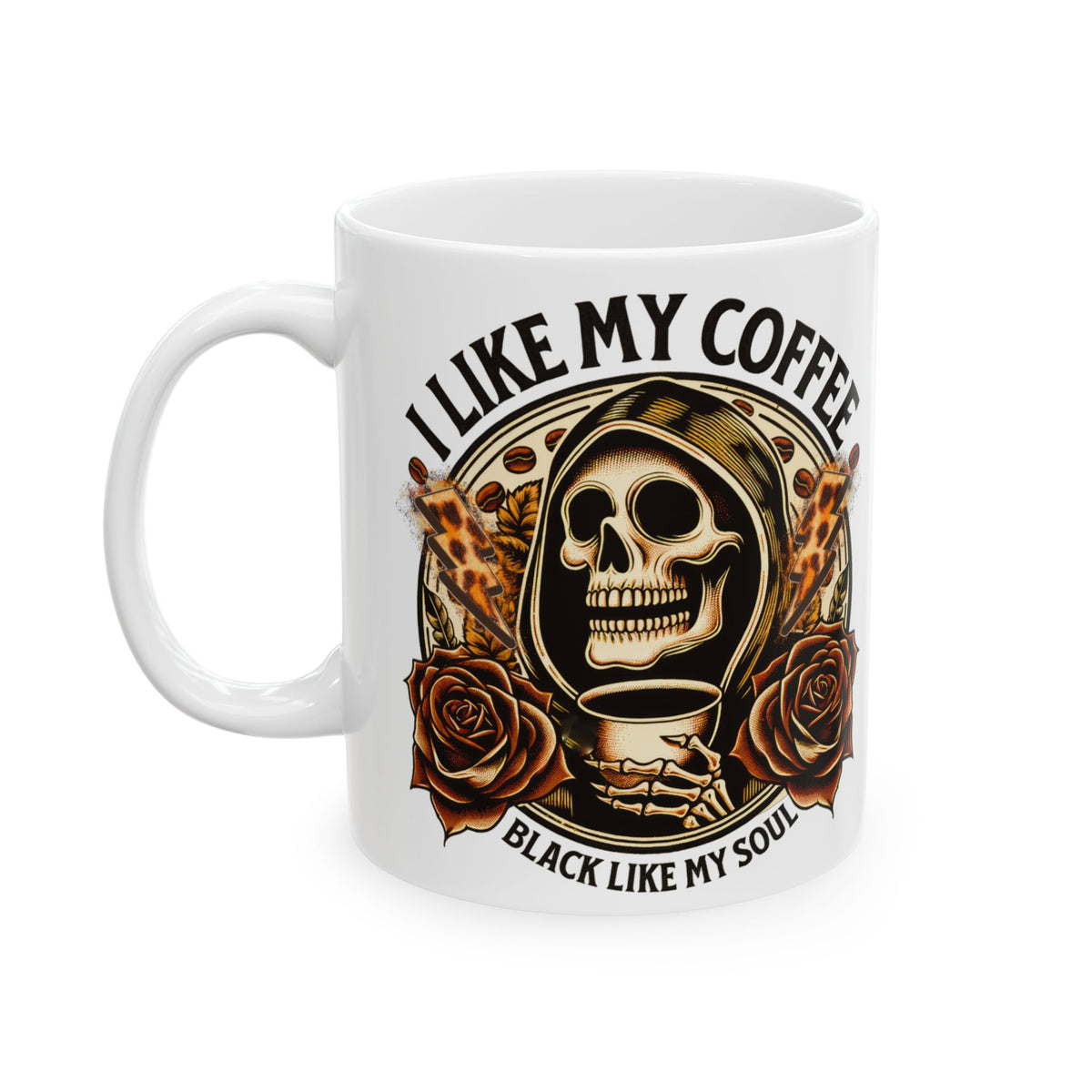 Black Coffee & Empty Soul Funny Skeleton Mug